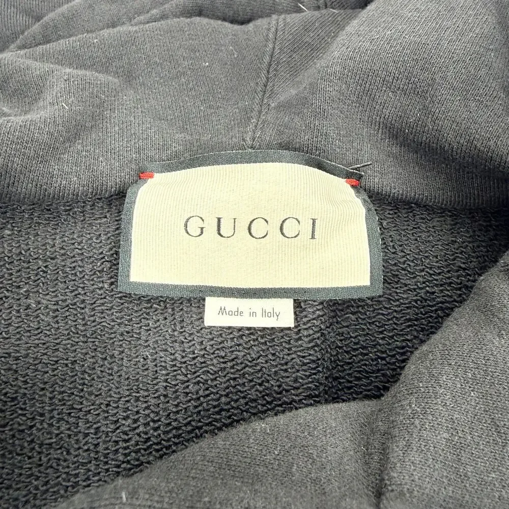 Gucci Half Zip Popover Interlocking GG Hoodie Black Size Small